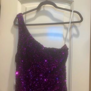 Dark Purple Sequin Prom Dress